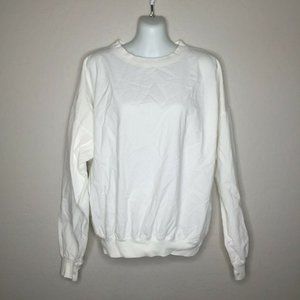 Quitman USA Womens White Crewneck Cotton Shirt Large Crafters Applique